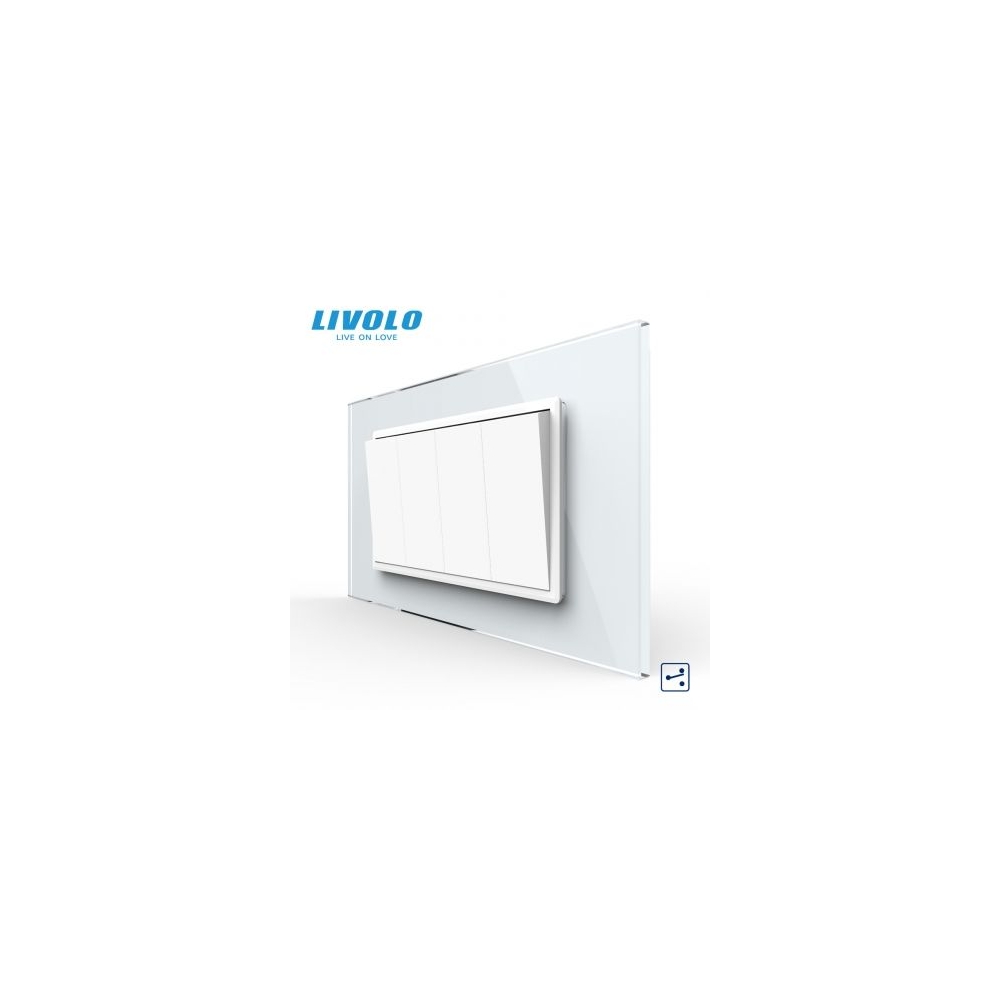 Intrerupator mecanic cvadruplu cap scara , 4M, cu rama sticla