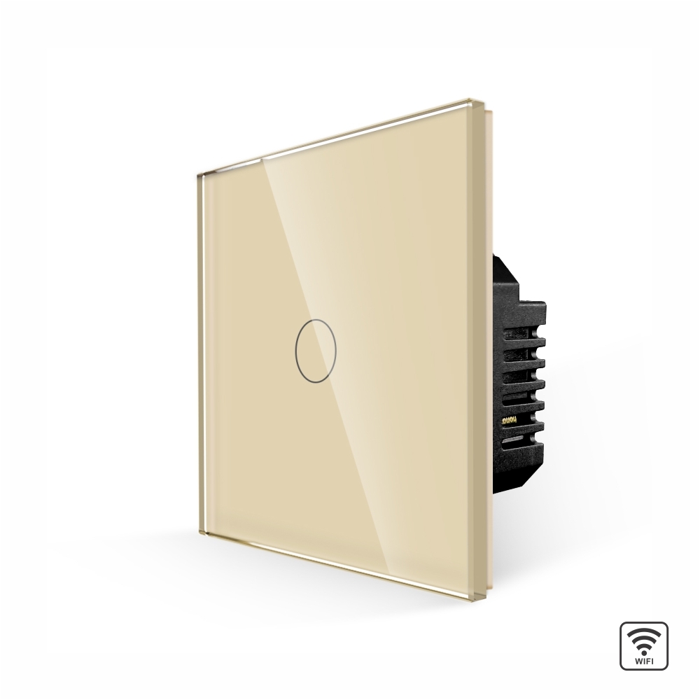 Intrerupator Simplu Wi-Fi cu Touch din Sticla LUXION - auriu