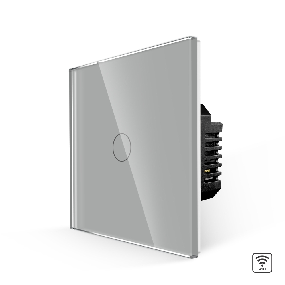 Intrerupator Simplu Wi-Fi cu Touch din Sticla LUXION - gri