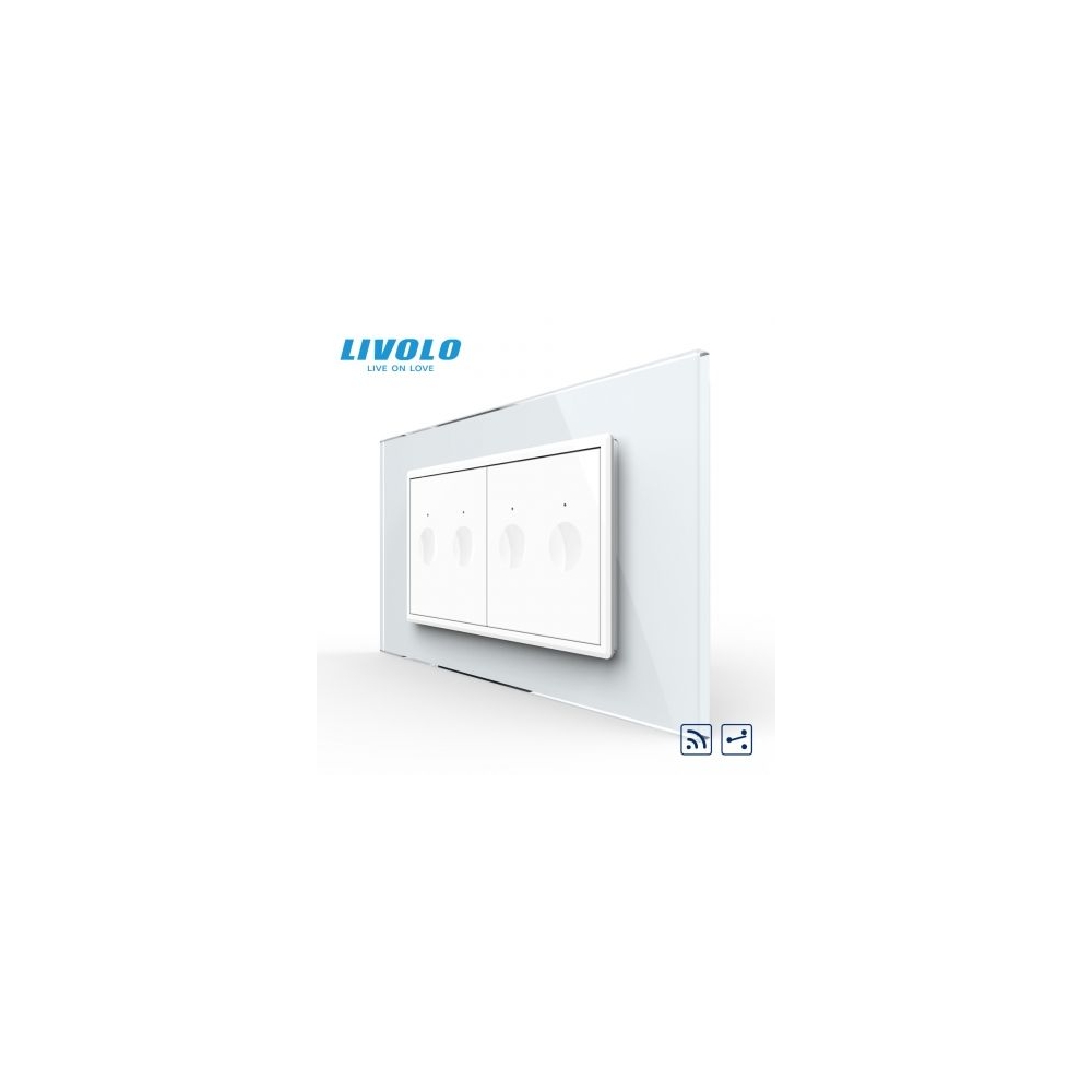 Intrerupator tactil dublu cap scara / cruce control telecomanda RF + Intrerupator tactil dublu cap scara / cruce control telecomanda RF, 4M, cu rama sticla