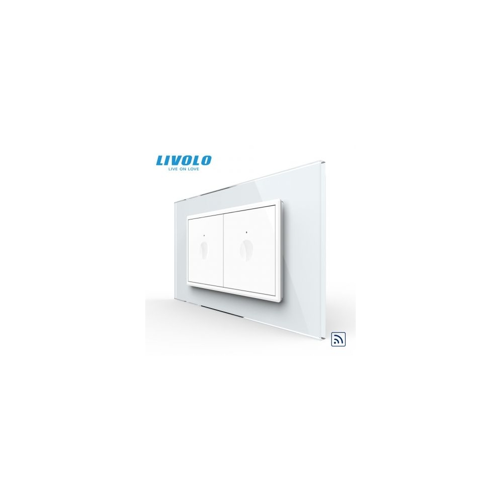 Intrerupator tactil simplu + intrerupator tactil simplu control telecomanda RF, 4M, cu rama sticla