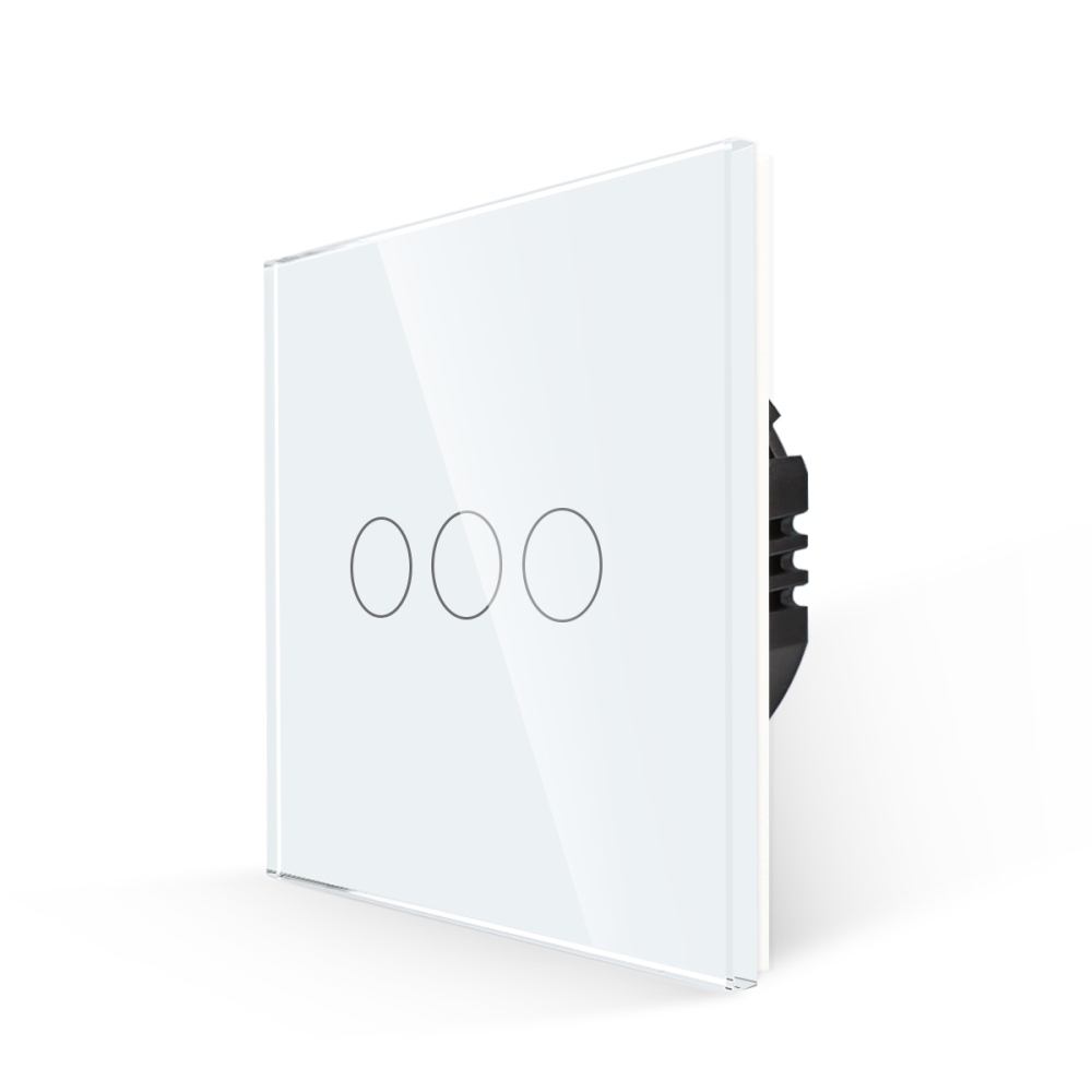 Intrerupator Triplu cu Touch din Sticla LUXION, 500W - alb