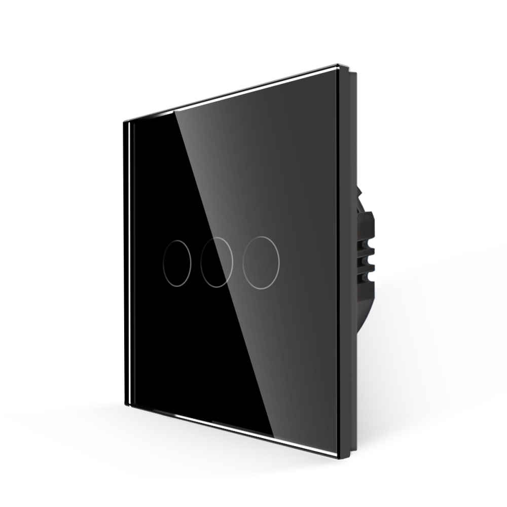 Intrerupator Triplu cu Touch din Sticla LUXION, 500W - negru