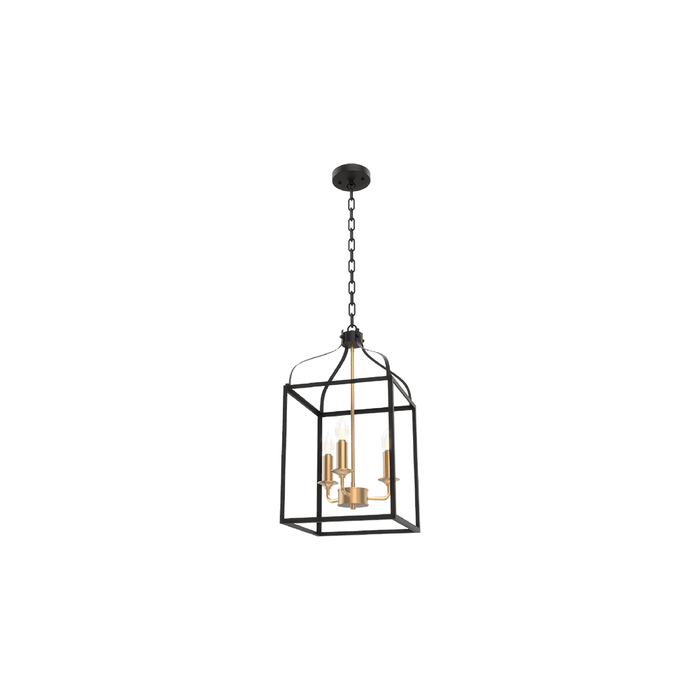 IZABEL PENDUL 3XE27 MAT NEGRU/AURIU