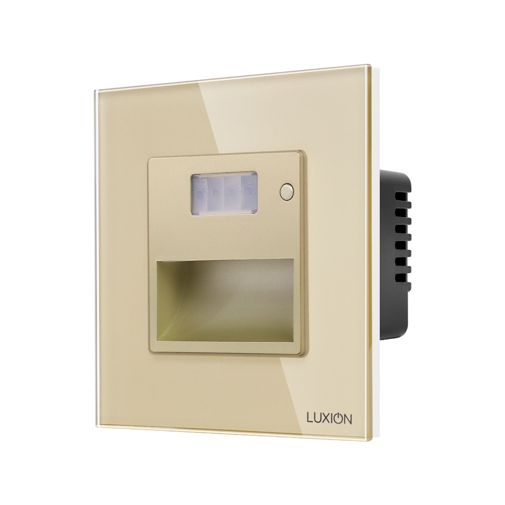 Lampa de Veghe cu Senzor de Miscare LUXION cu Rama din Sticla - auriu