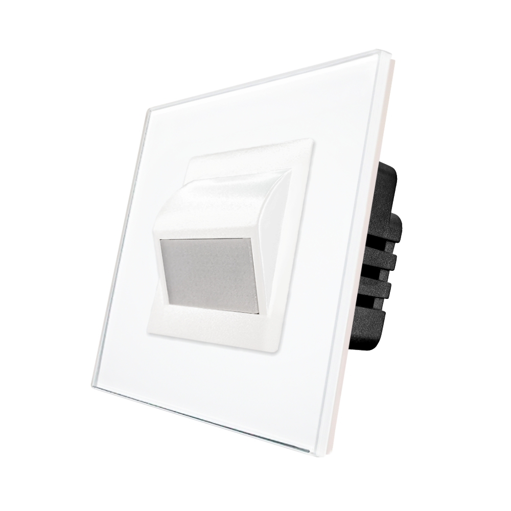 Lampa de Veghe LED cu Lumina Alb - Neutra LUXION cu Rama de Sticla - alb