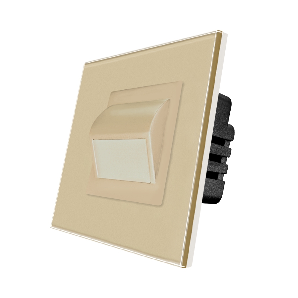 Lampa de Veghe LED cu Lumina Alb - Neutra LUXION cu Rama de Sticla - auriu