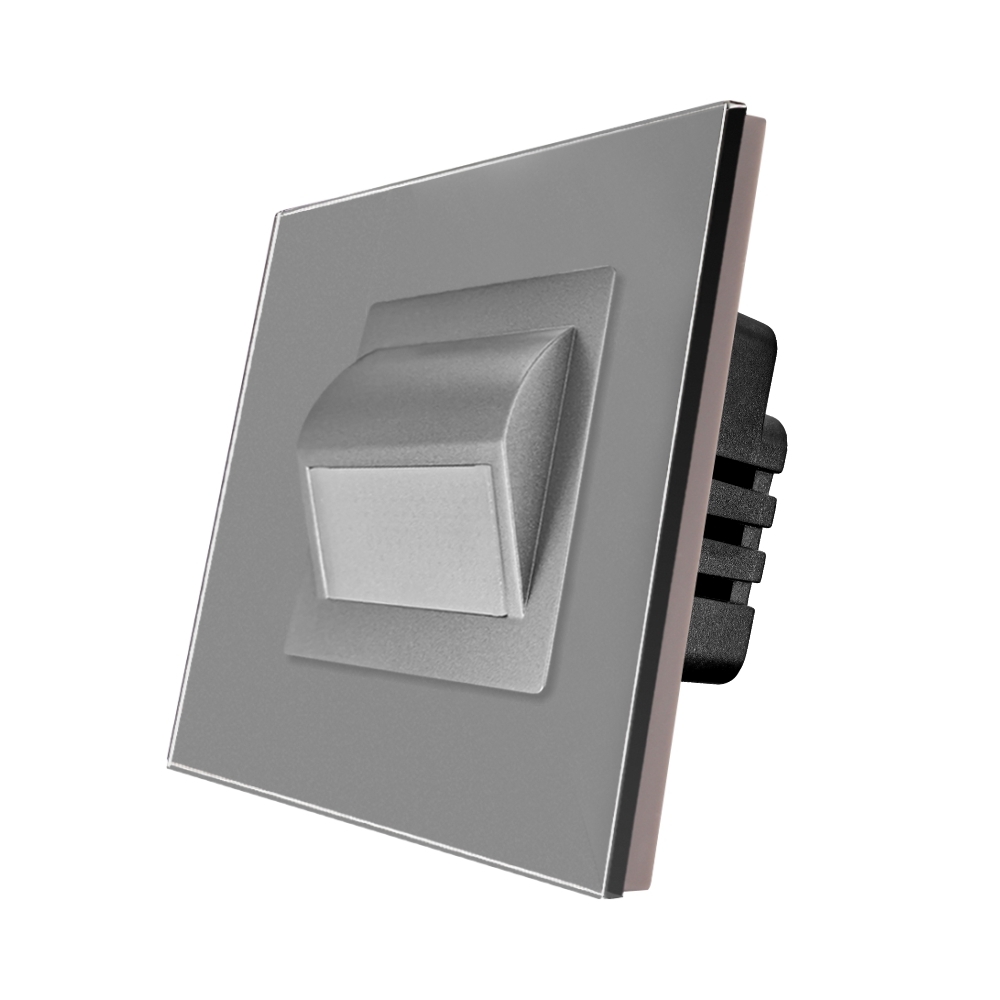 Lampa de Veghe LED cu Lumina Alb - Neutra LUXION cu Rama de Sticla - gri