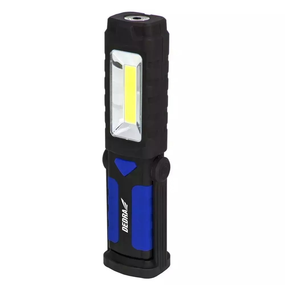 Lanterna 3w cob led+1w led, longitudinala cu suport, cu baterii