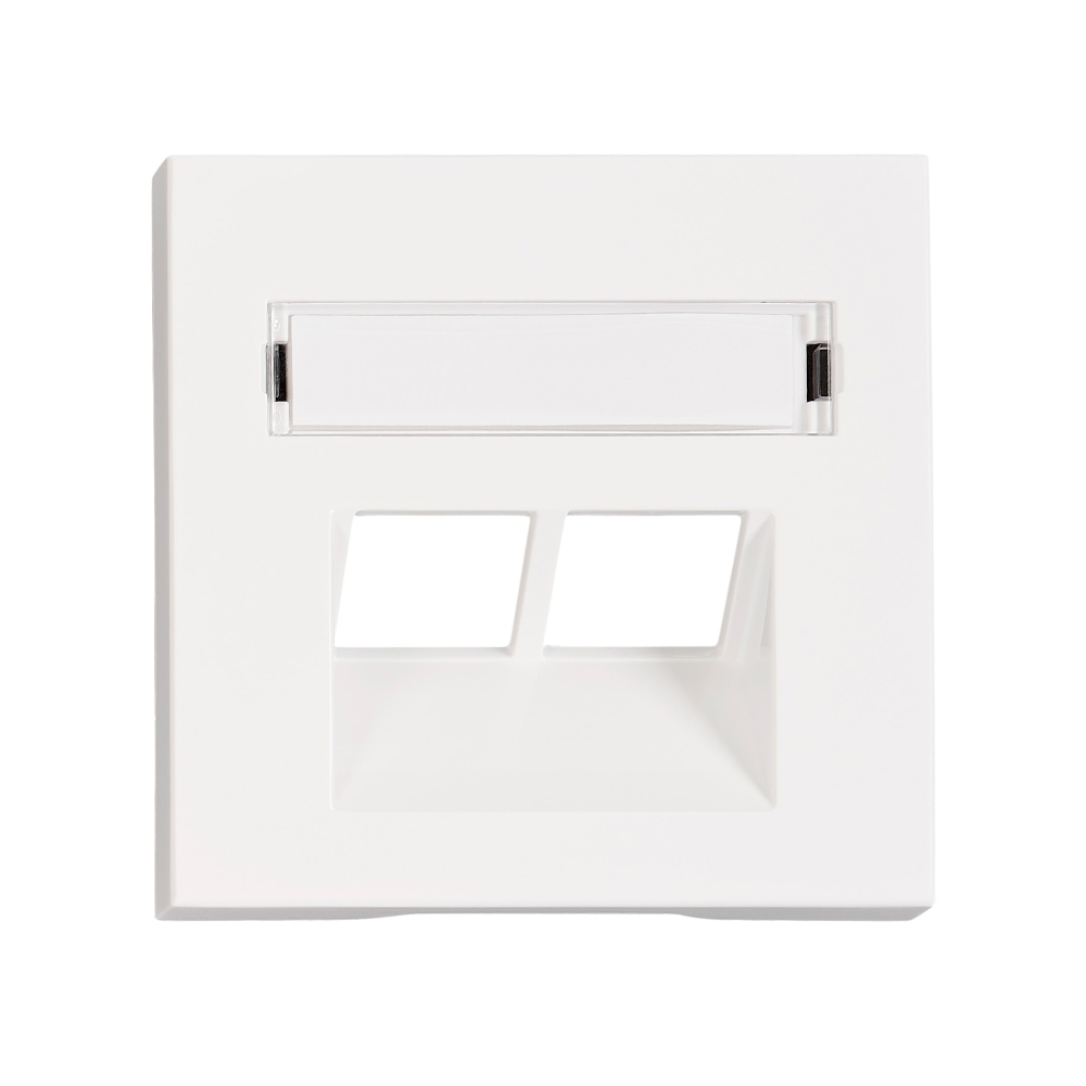 Mască 2*RJ45,cu fereastră de etichetare, albă