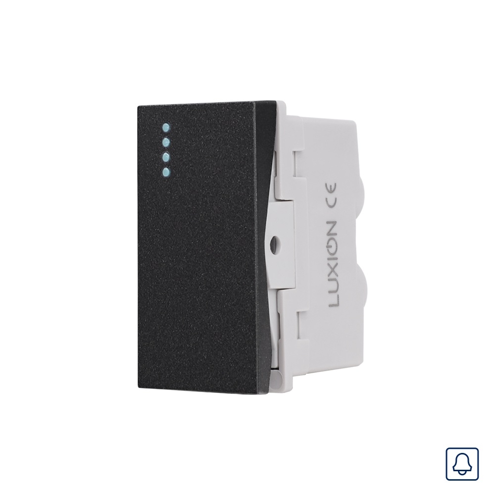 Modul Buton Revenire Mecanic (Sonerie) 1M LUXION, Standard Italian - negru