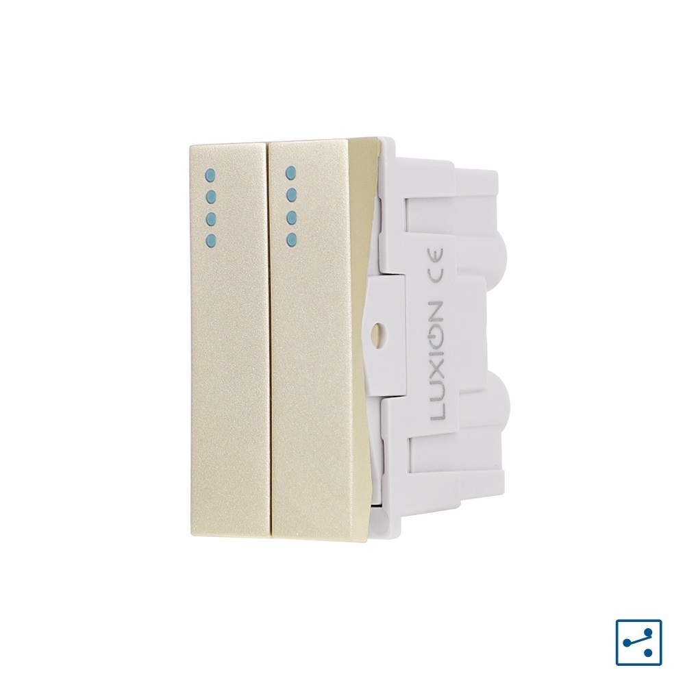 Modul Intrerupator Dublu Cap-Scara Mecanic 2M / 1M LUXION, Standard Italian - auriu