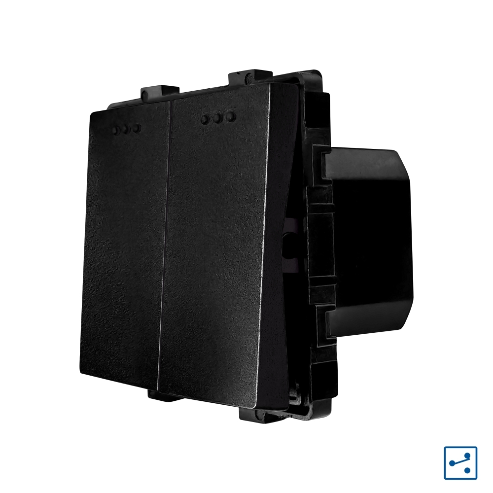 Modul Intrerupator Dublu Cap Scara Mecanic LUXION - negru