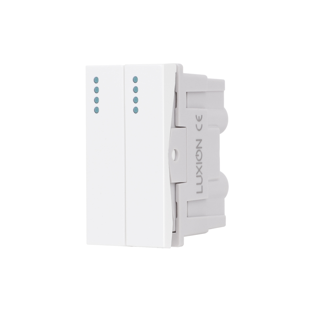 Modul Intrerupator Dublu Mecanic 2M / 1M LUXION, Standard Italian - alb