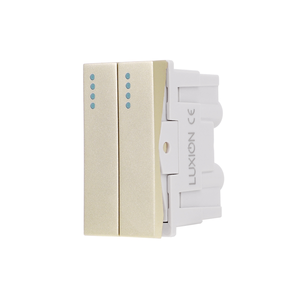 Modul Intrerupator Dublu Mecanic 2M / 1M LUXION, Standard Italian - auriu