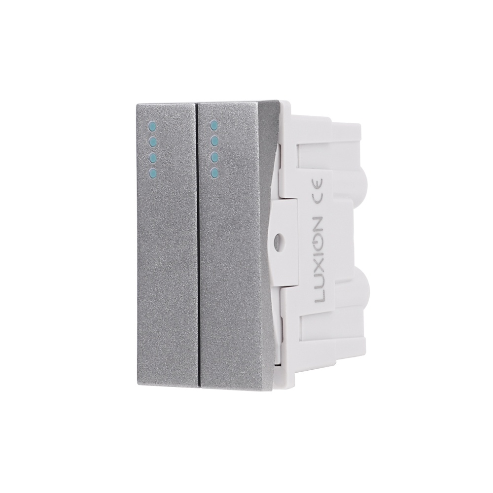 Modul Intrerupator Dublu Mecanic 2M / 1M LUXION, Standard Italian - gri