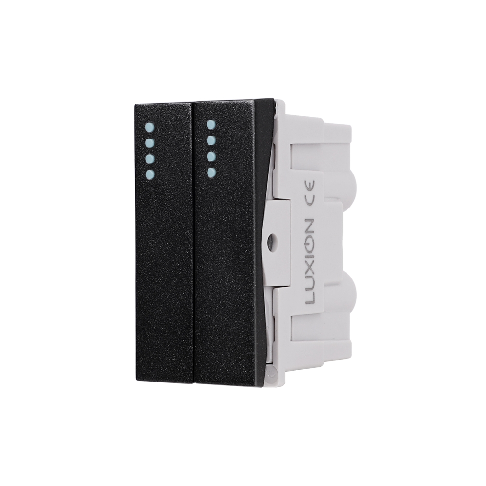 Modul Intrerupator Dublu Mecanic 2M / 1M LUXION, Standard Italian - negru