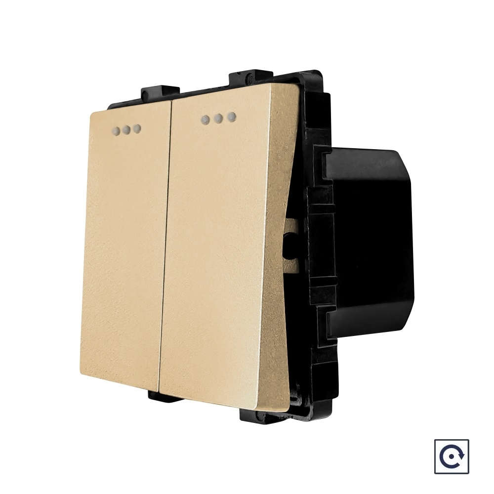 Modul Intrerupator Dublu Mecanic cu Reset / Revenire LUXION - auriu