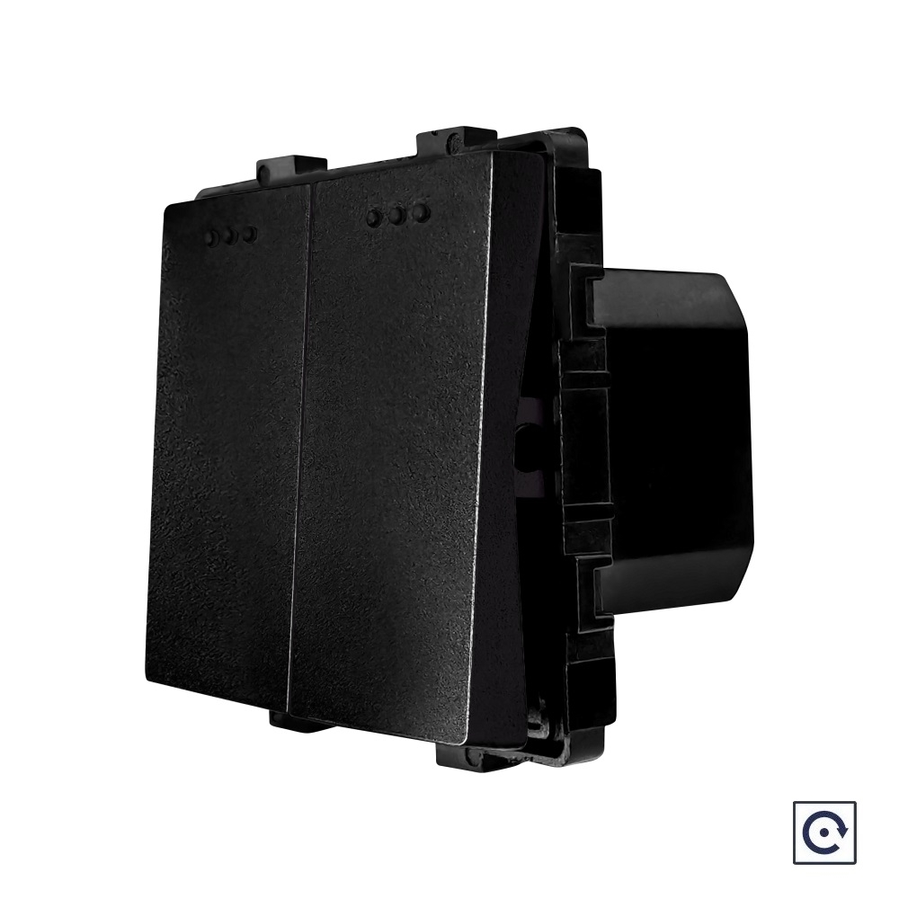 Modul Intrerupator Dublu Mecanic cu Reset / Revenire LUXION - negru