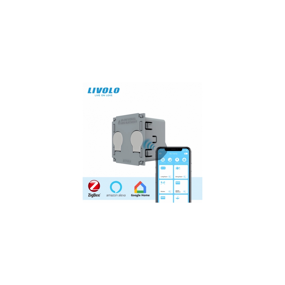Modul intrerupator dublu tactil, Protocol Zigbee, contact uscat, Generatia Noua