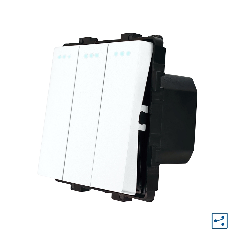 Modul Intrerupator Triplu Cap Scara Mecanic LUXION - alb