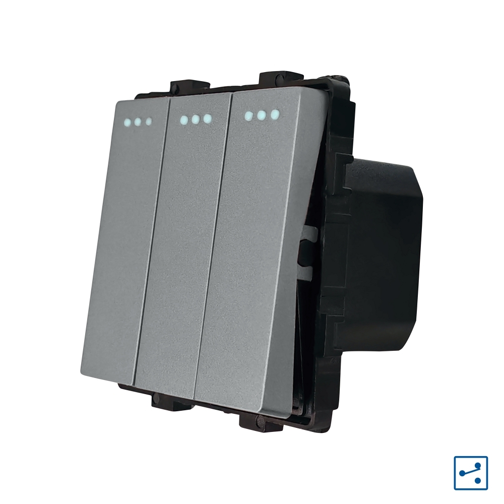 Modul Intrerupator Triplu Cap Scara Mecanic LUXION - gri