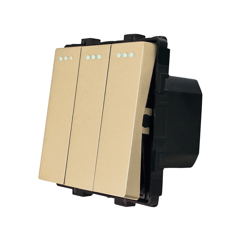 Modul Intrerupator Triplu Mecanic LUXION - auriu