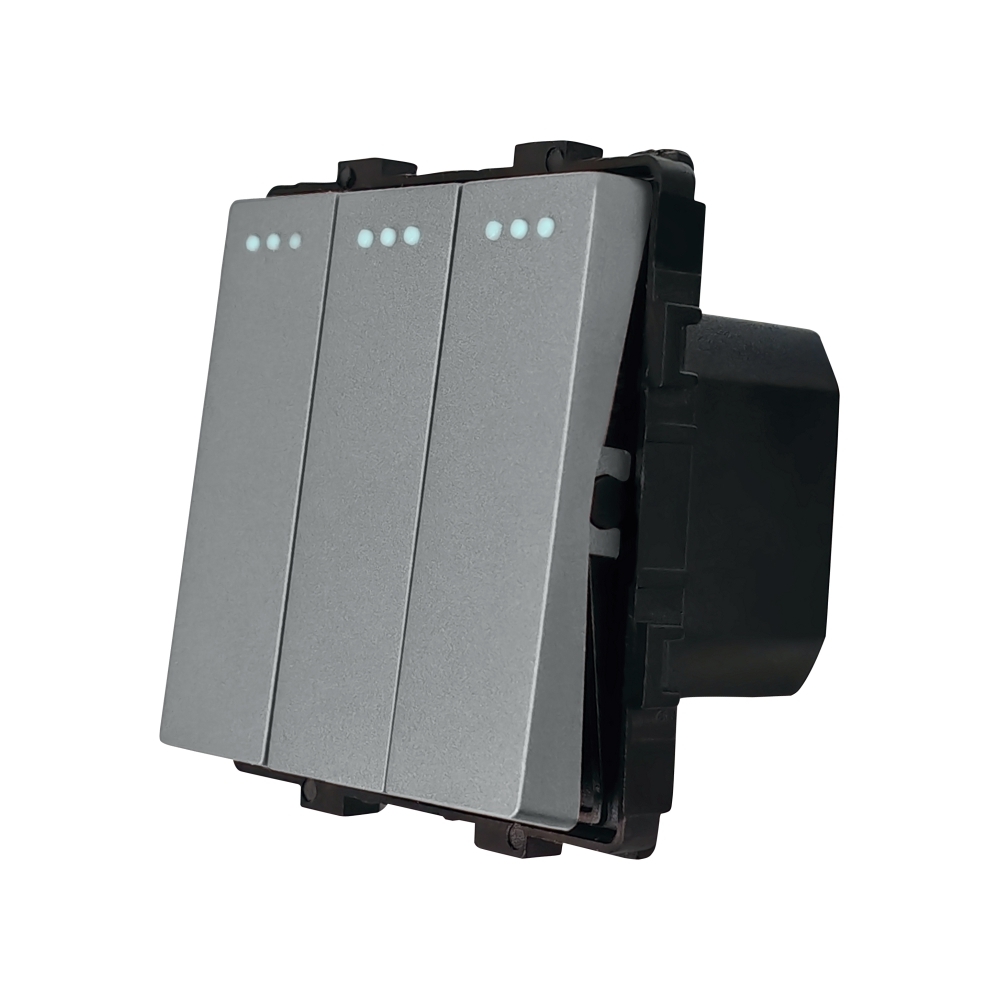 Modul Intrerupator Triplu Mecanic LUXION - gri
