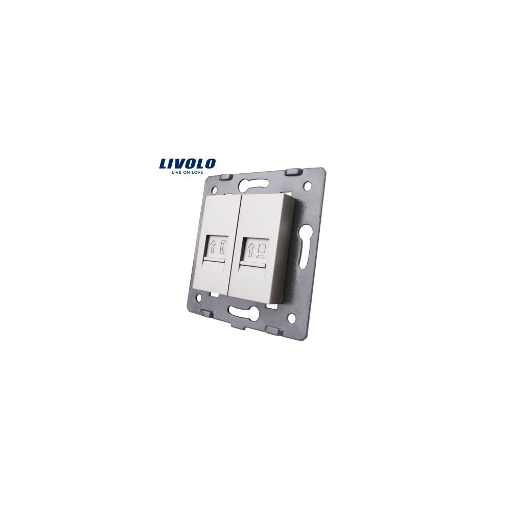Modul Priză dublă reţea calculator + telefon, RJ45+RJ11