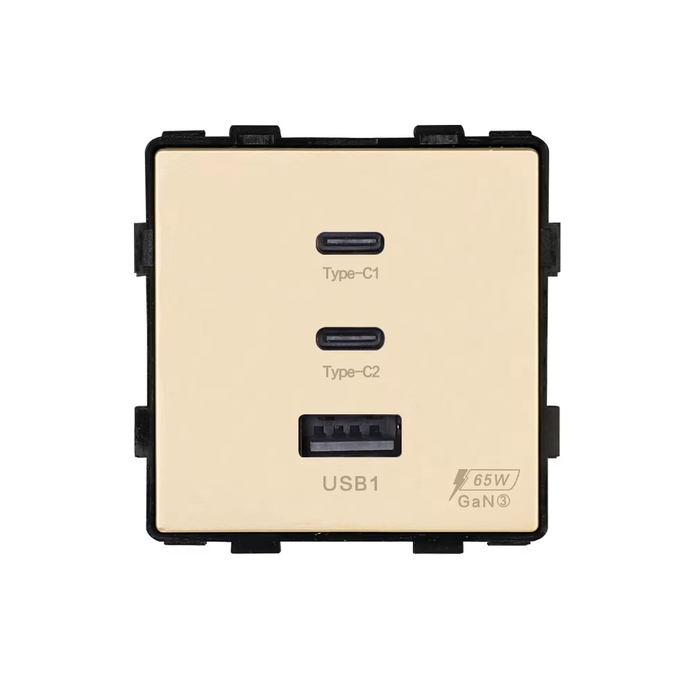 Modul Priza Fast Charge 65W - USB-A + 2 x USB-C LUXION - auriu