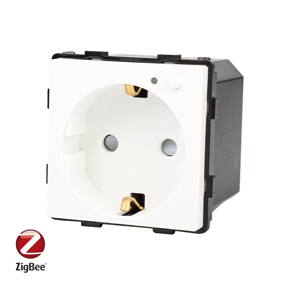 Modul Priza Inteligenta cu Protocol Zigbee si Monitorizare Consum, Fara Rama Din Sticla LUXION - alb