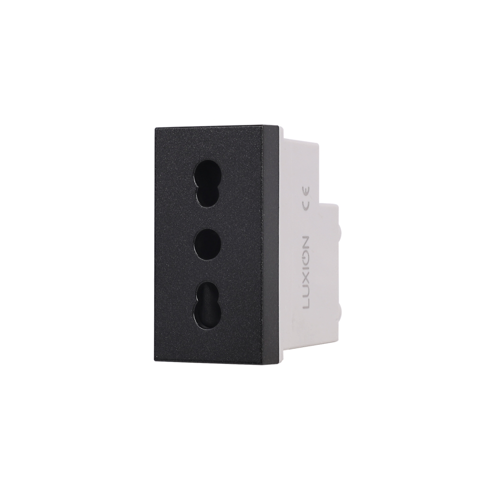 Modul Priza Simpla Ingusta LUXION, Standard Italian - negru