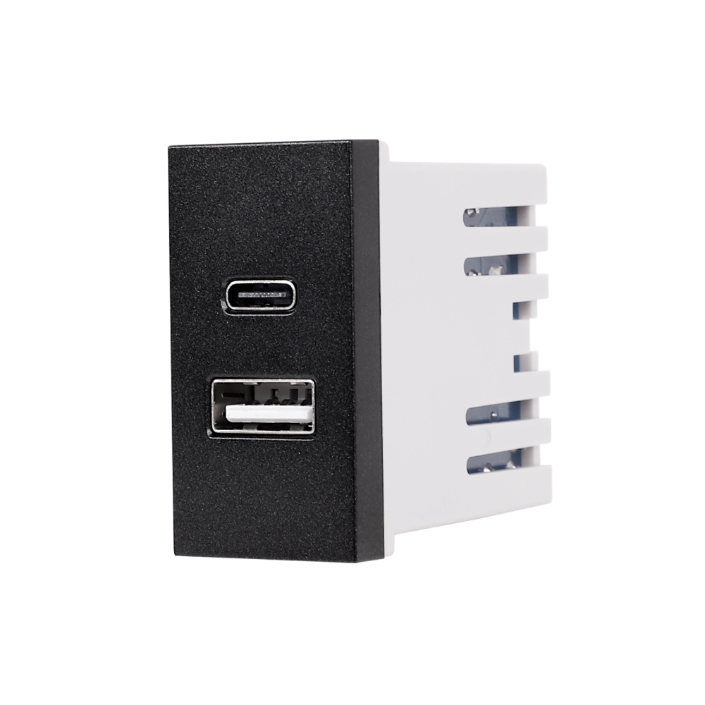 Modul Priza USB A+C 1M LUXION, Standard Italian - negru