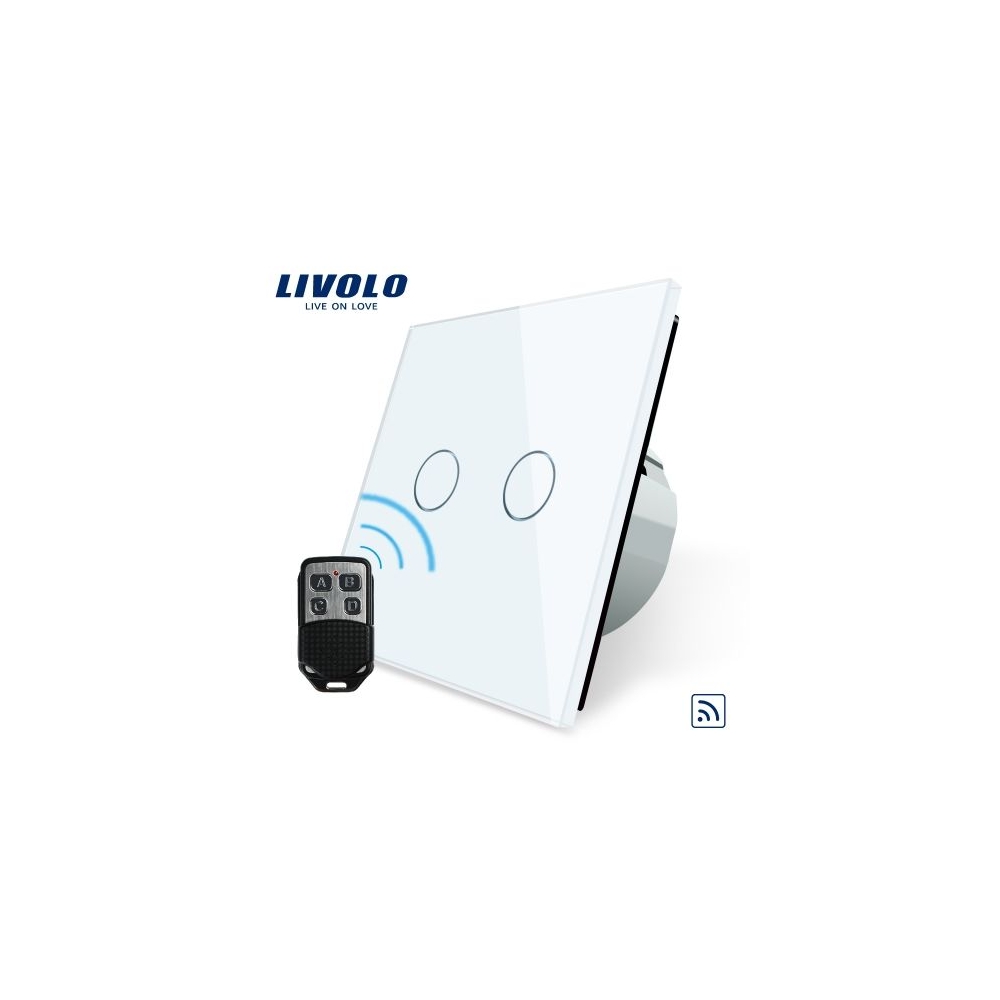 &Icirc;ntrerupător dublu, wireless RF + telecomandă tip breloc