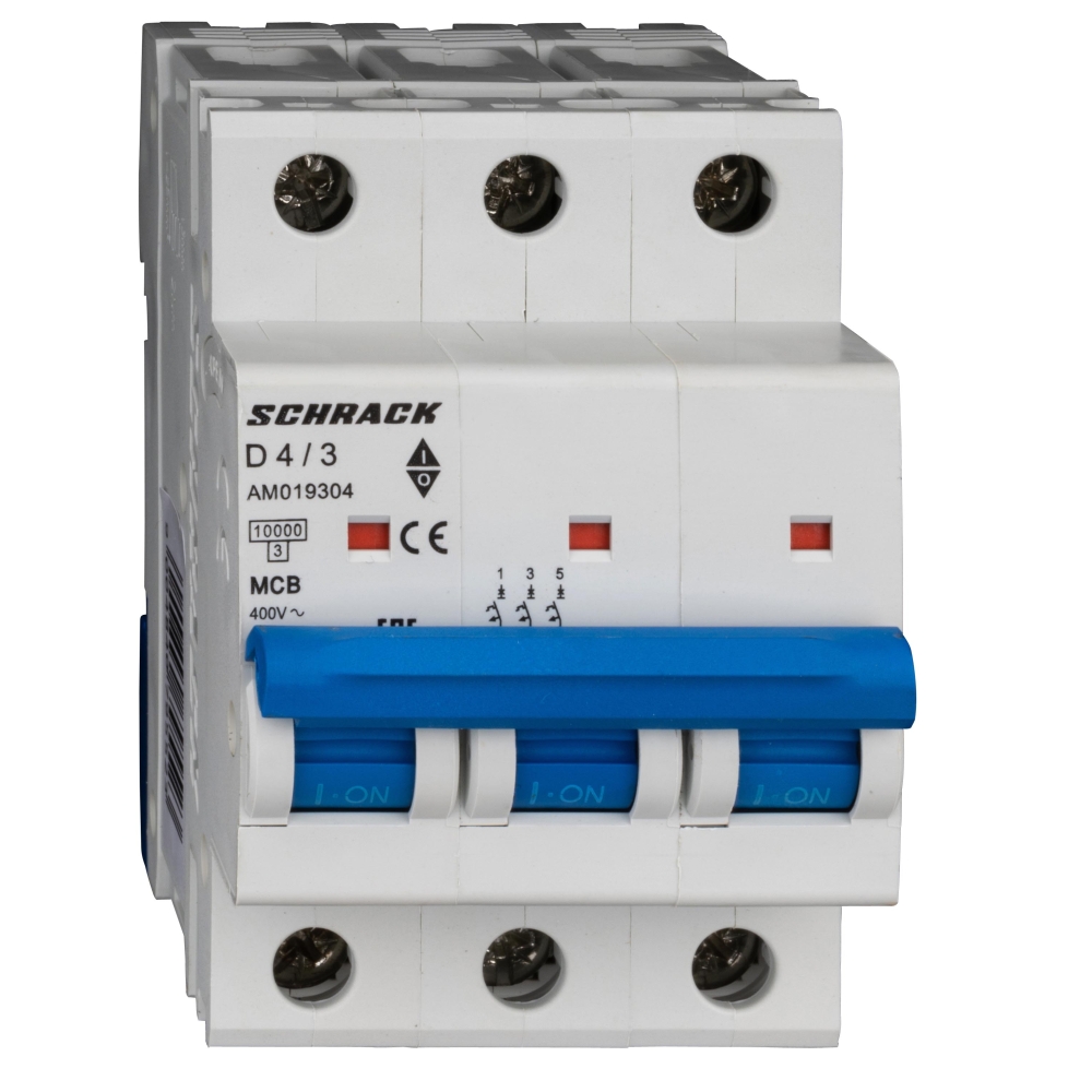 &Icirc;ntreruptor automat modular (MCB) AMPARO 10kA, D 4A, 3 poli