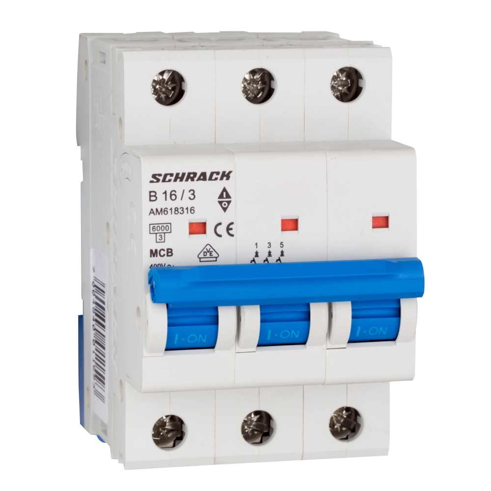 &Icirc;ntreruptor automat modular (MCB) AMPARO 6kA, B 16A, 3-poli