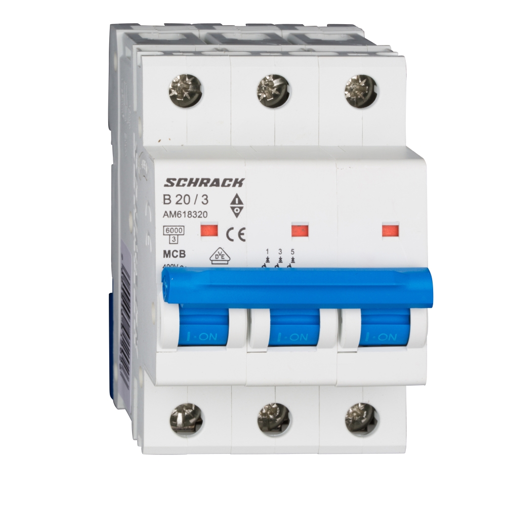 &Icirc;ntreruptor automat modular (MCB) AMPARO 6kA, B 20A, 3-poli