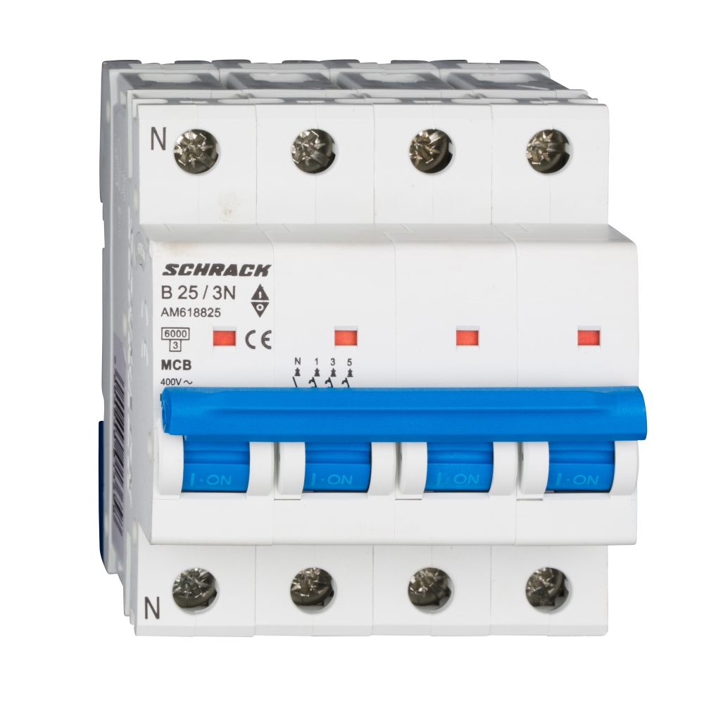 &Icirc;ntreruptor automat modular (MCB) AMPARO 6kA, B 25A, 3P+N