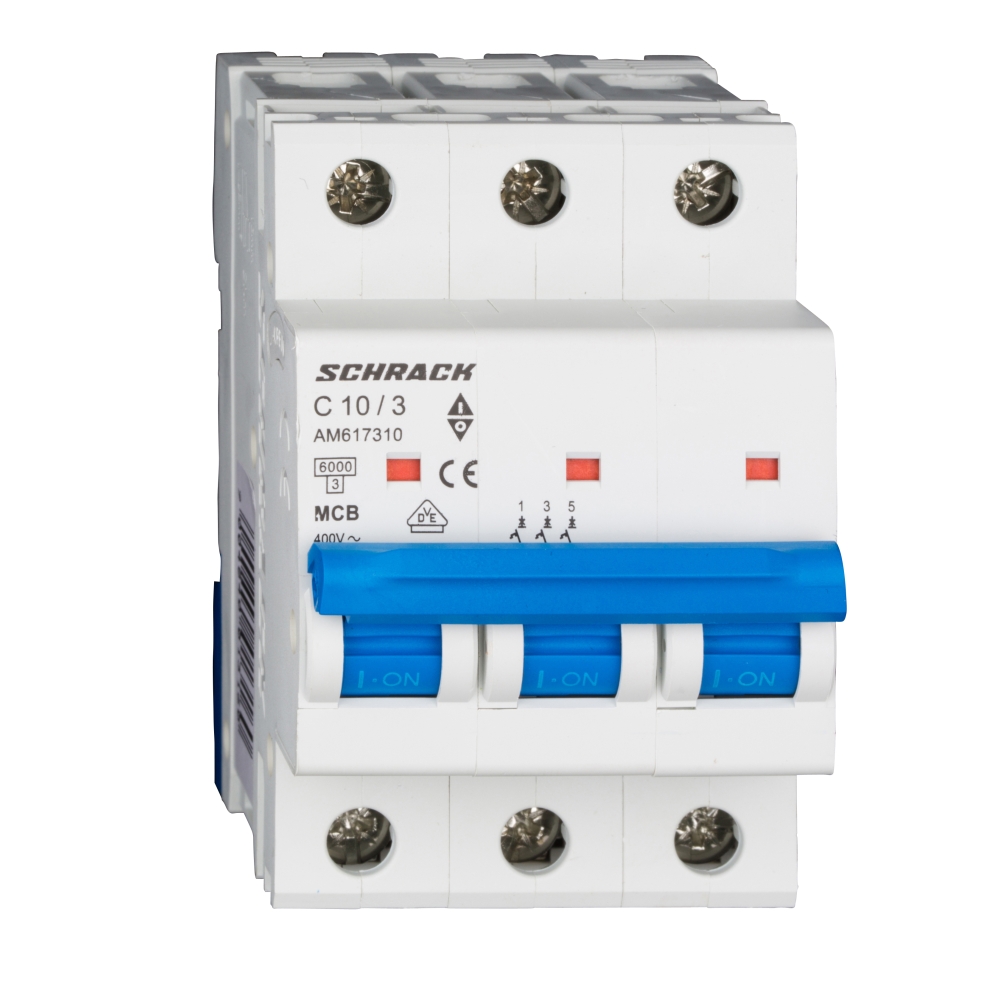 &Icirc;ntreruptor automat modular (MCB) AMPARO 6kA, C 10A, 3-poli