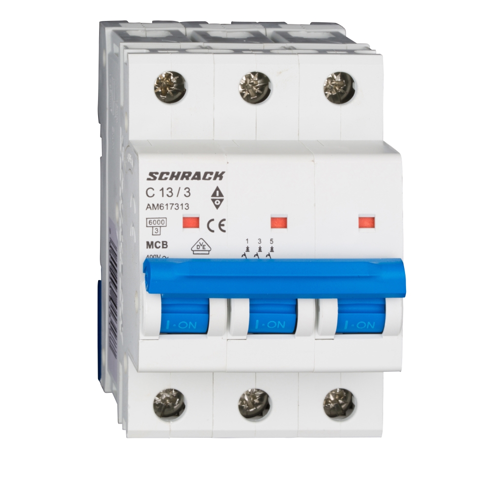 &Icirc;ntreruptor automat modular (MCB) AMPARO 6kA, C 13A, 3-poli