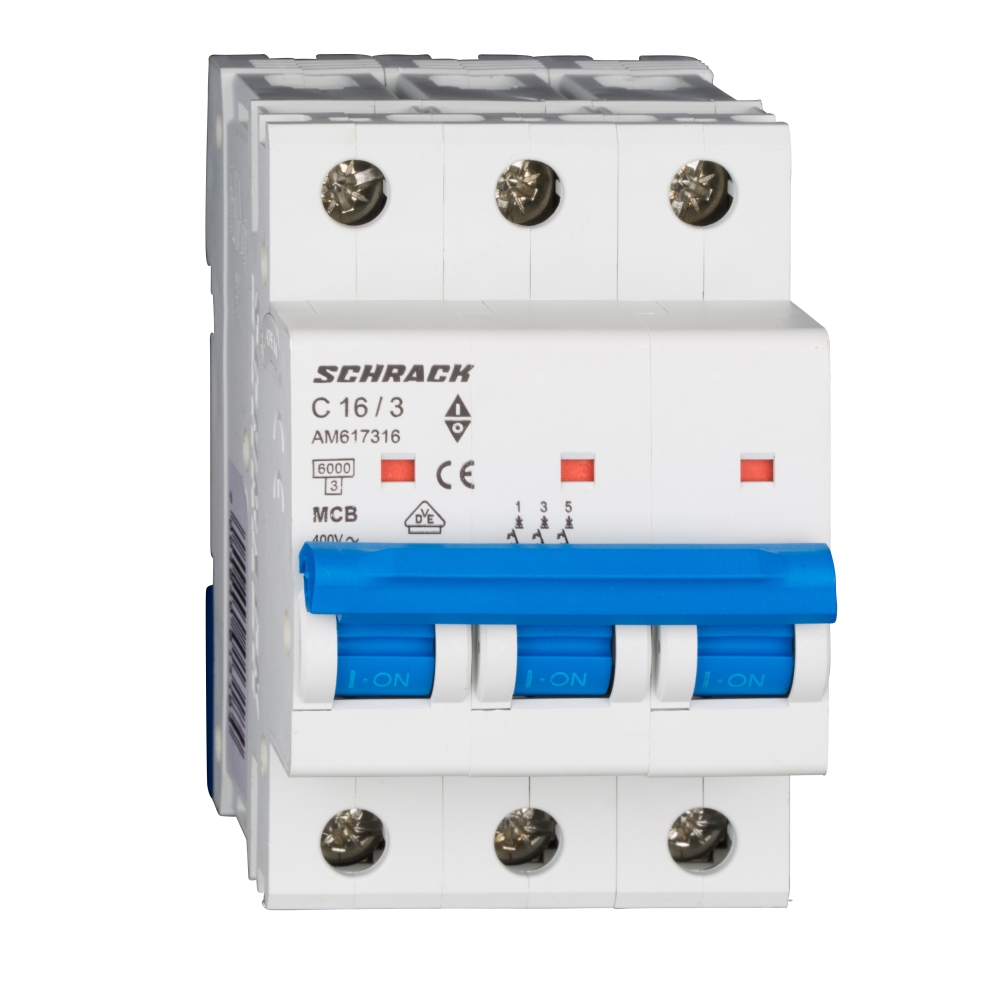 &Icirc;ntreruptor automat modular (MCB) AMPARO 6kA, C 16A, 3-poli