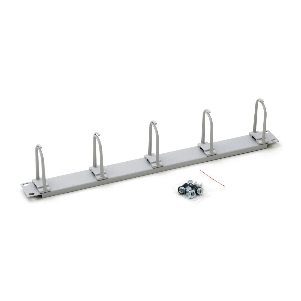 Organizator cabluri 19", 1U, 5 inele de plastic mari 40x83mm