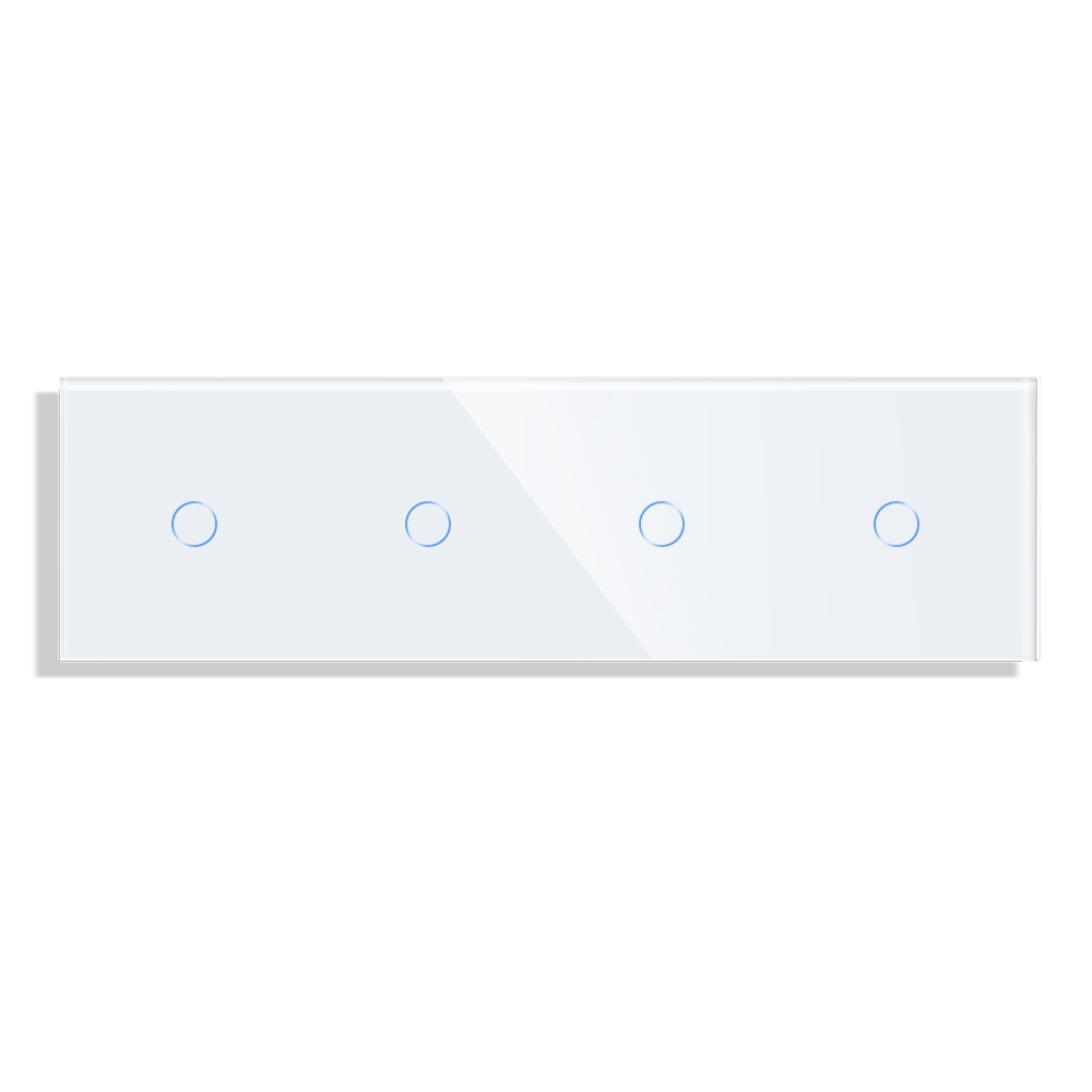 Panou 4 Intrerupatoare Simple cu Touch din Sticla LUXION - alb