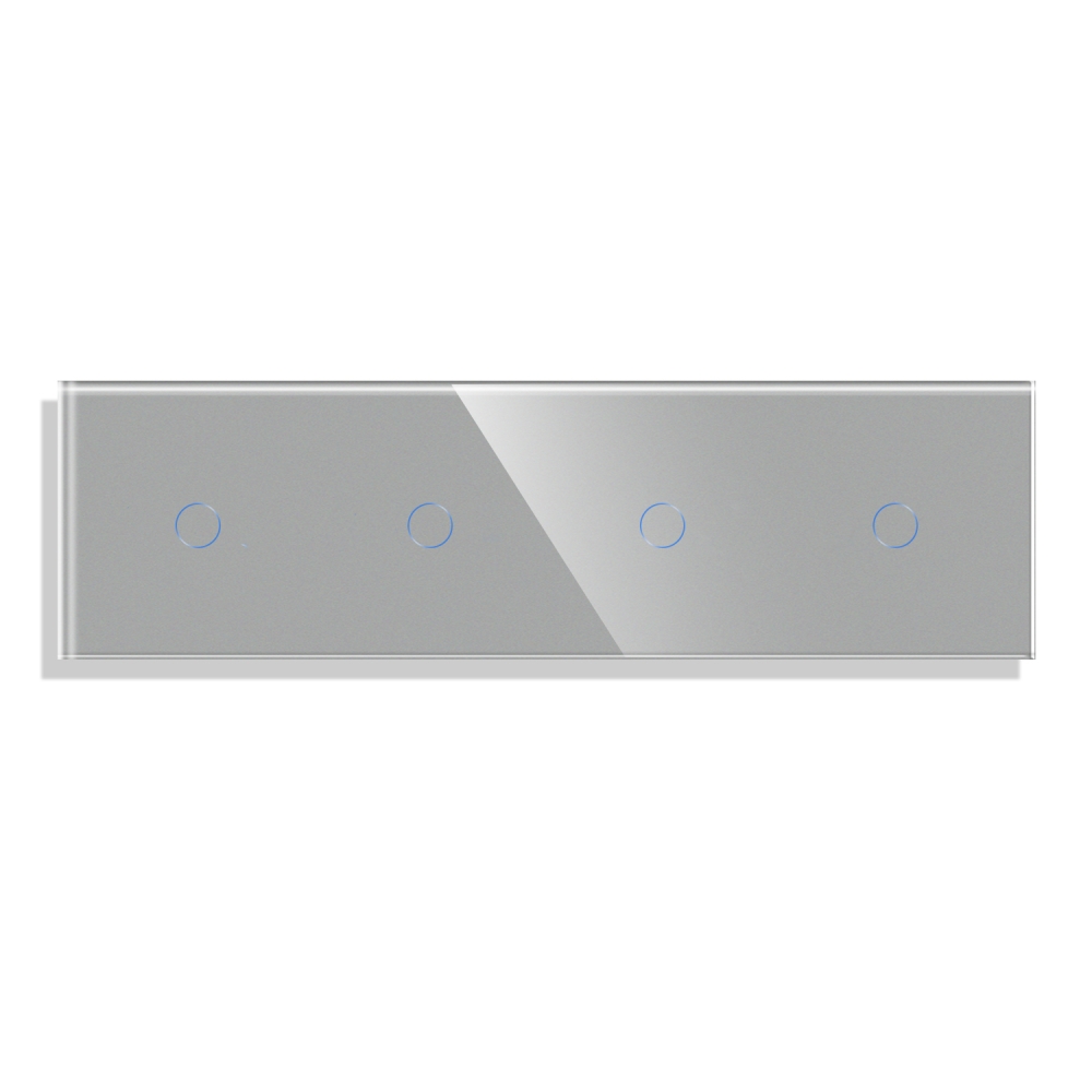 Panou 4 Intrerupatoare Simple cu Touch din Sticla LUXION - gri