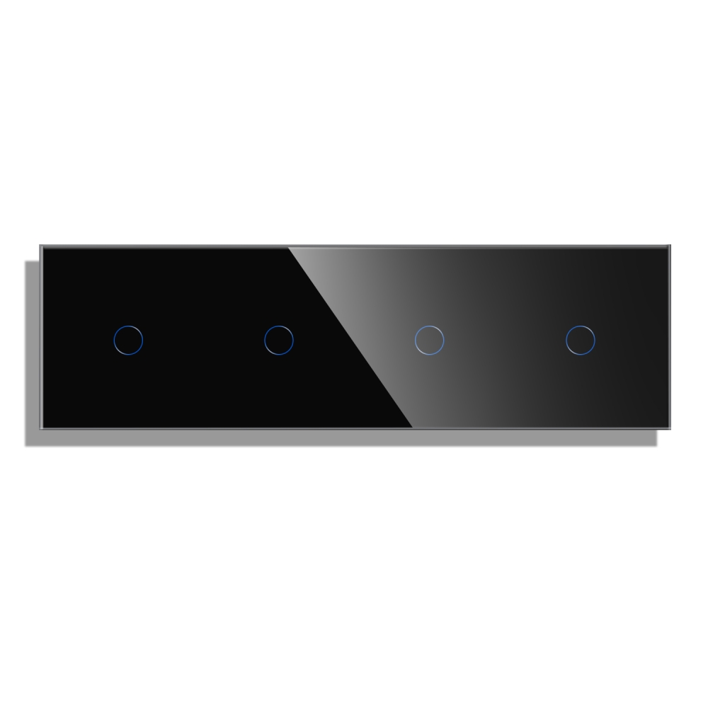 Panou 4 Intrerupatoare Simple cu Touch din Sticla LUXION - negru