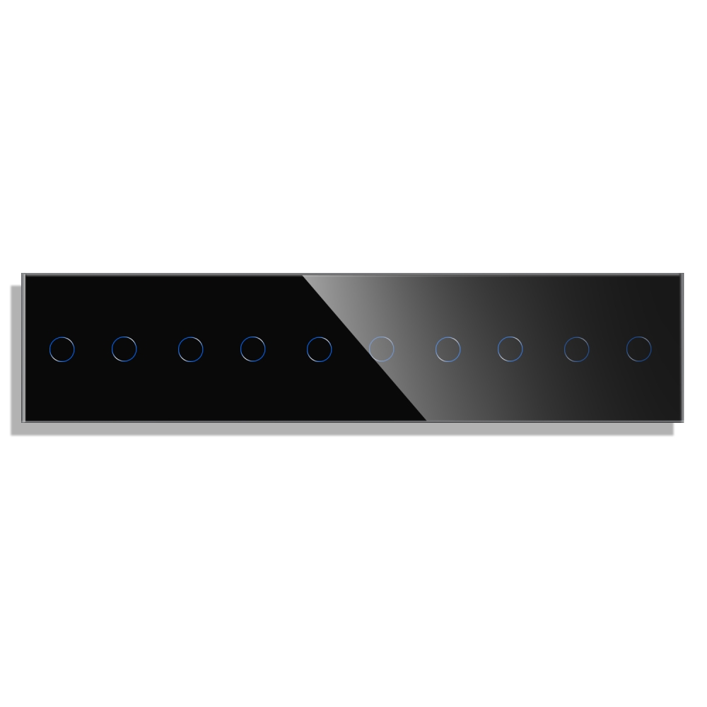 Panou 5 Intrerupatoare Duble cu Touch din Sticla LUXION - negru