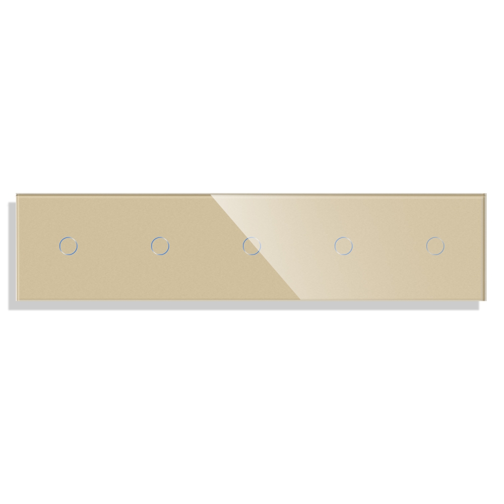 Panou 5 Intrerupatoare Simple cu Touch din Sticla LUXION - auriu