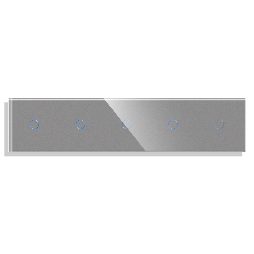Panou 5 Intrerupatoare Simple cu Touch din Sticla LUXION - gri