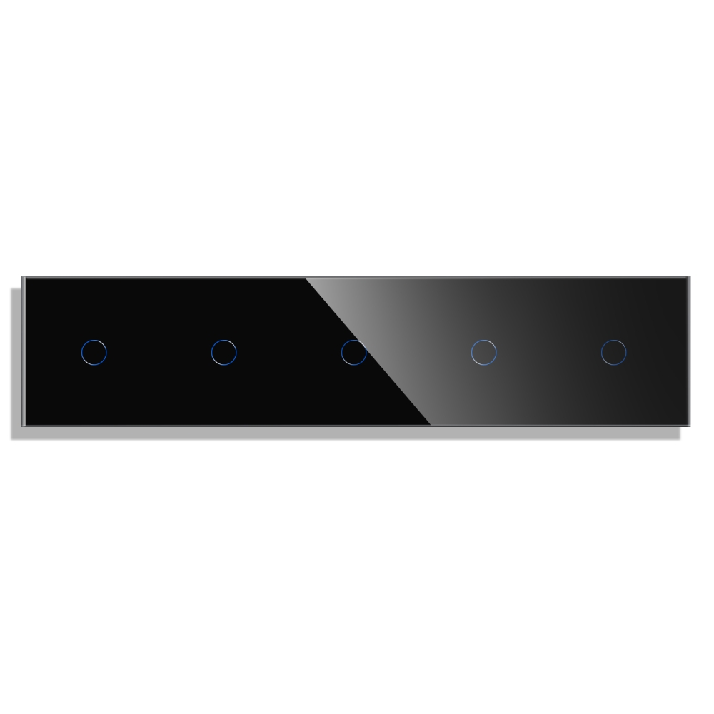 Panou 5 Intrerupatoare Simple cu Touch din Sticla LUXION - negru