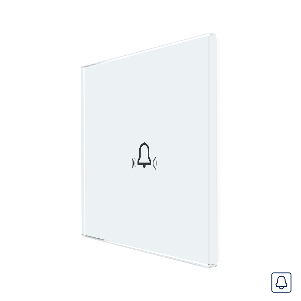 Panou Buton Sonerie cu Touch Din Sticla LUXION - alb